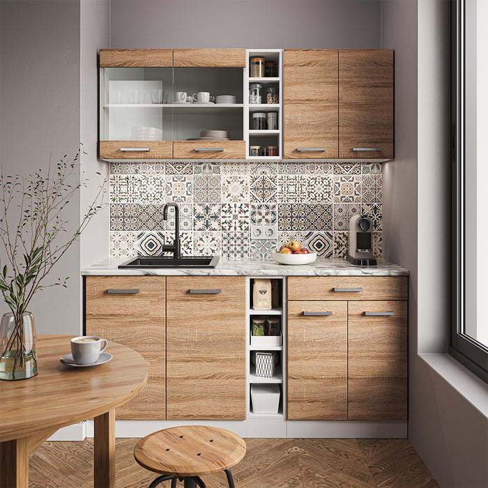 Vicco Cucina completa Sonoma/Bianco 160 cm , PL Antracite