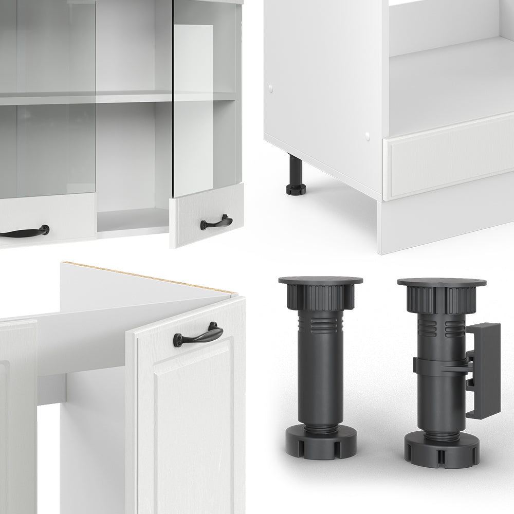 Vicco Cucina angolare completa Casa di campagna bianca/bianco 227 x 287 cm senza piano di lavoro