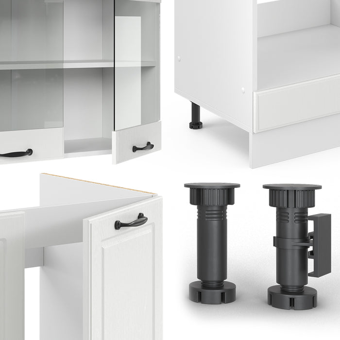 Vicco Cucina angolare completa Casa di campagna bianca/bianco 227 x 287 cm senza piano di lavoro