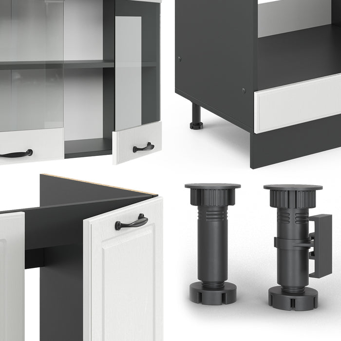 Vicco Cucina angolare completa Bianco casa di campagna/antracite 227 x 287 cm , PL Rovere