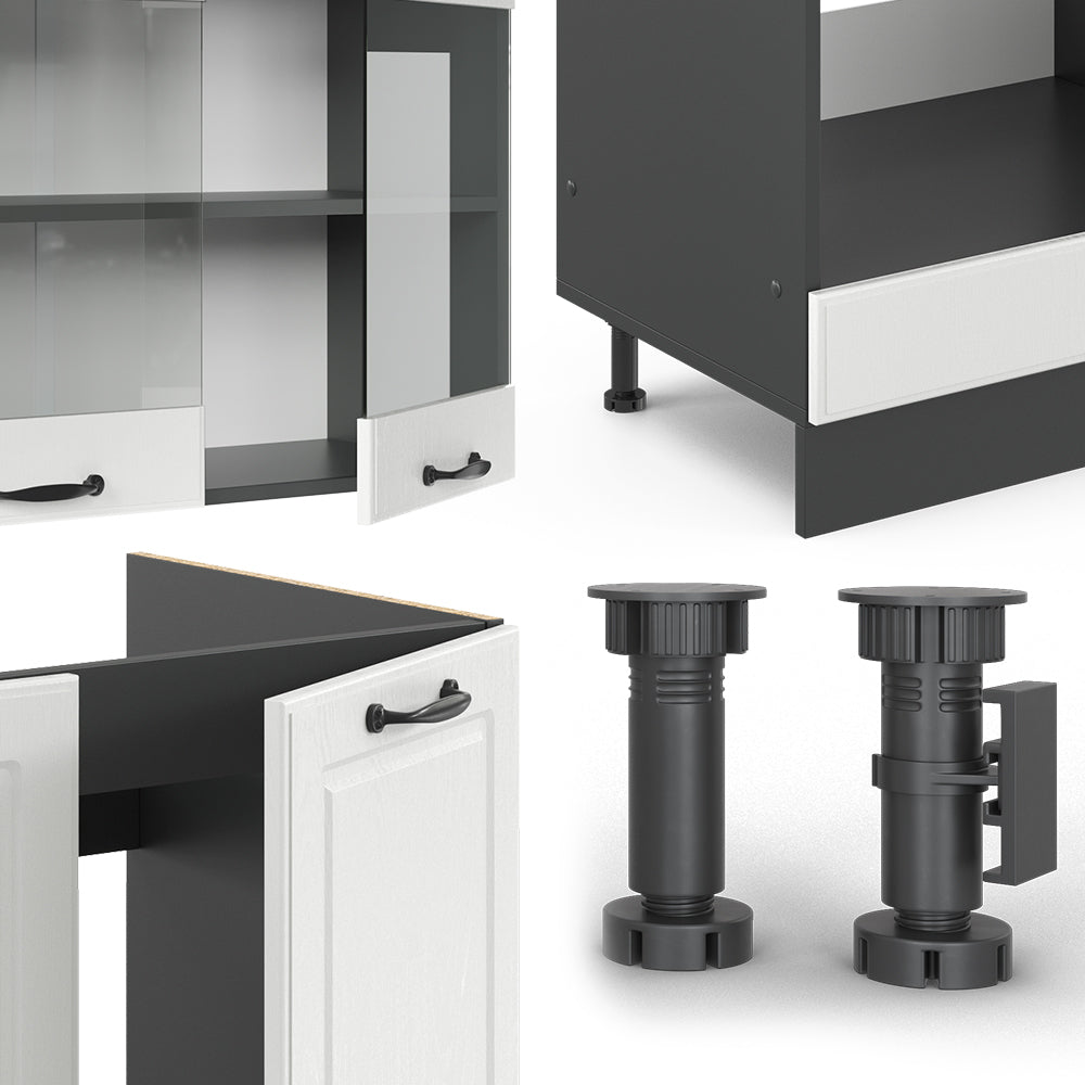 Vicco Cucina angolare completa Bianco casa di campagna/antracite 227 x 287 cm , PL Marmo