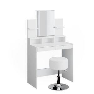 Vicco Tavolo da toeletta Bianco 80 cm con sgabello