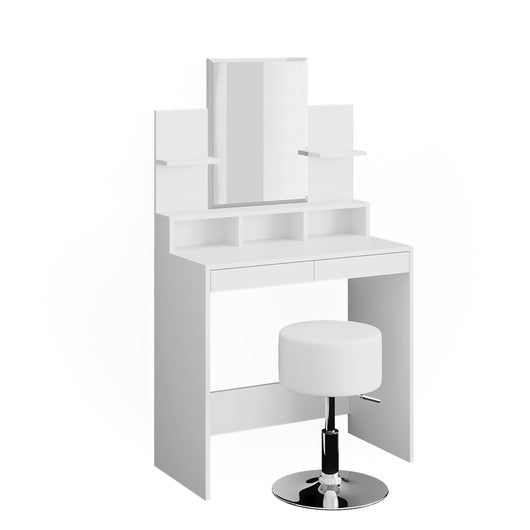 Vicco Tavolo da toeletta Bianco 80 cm con sgabello