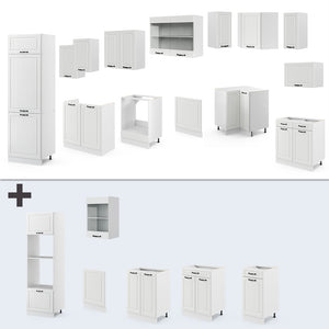 Vicco Cucina angolare completa Casa di campagna bianca/bianco 227 x 287 cm senza piano di lavoro