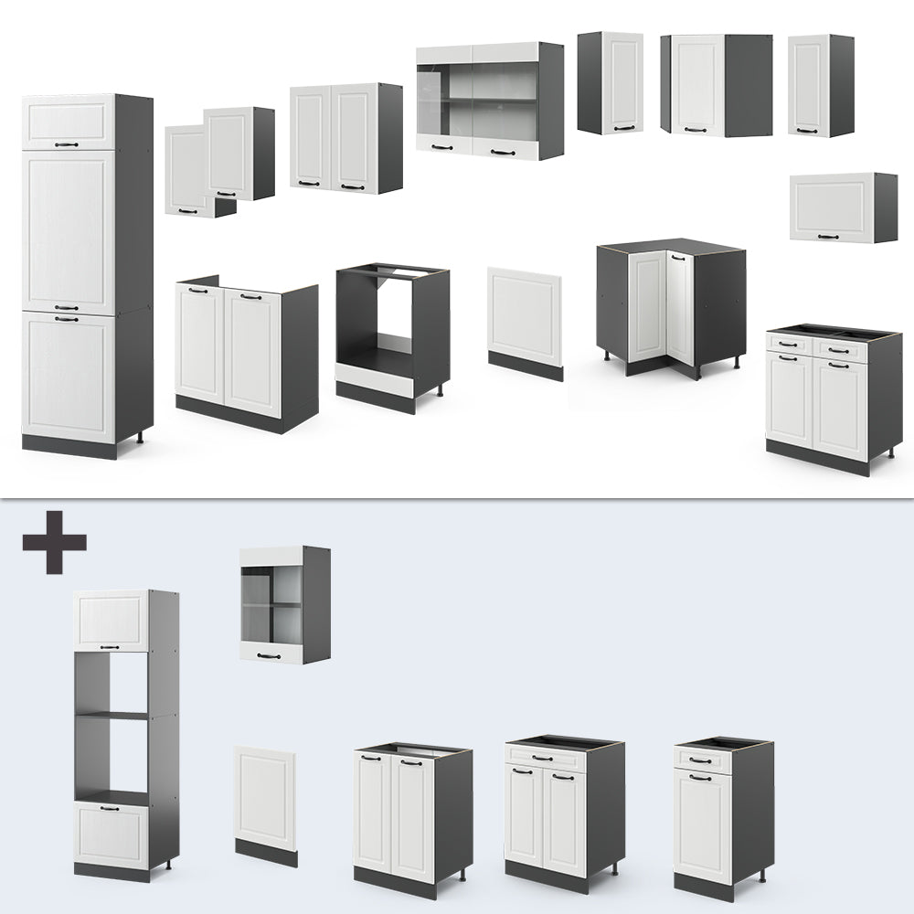 Vicco Cucina angolare completa Bianco casa di campagna/antracite 227 x 287 cm , PL Antracite