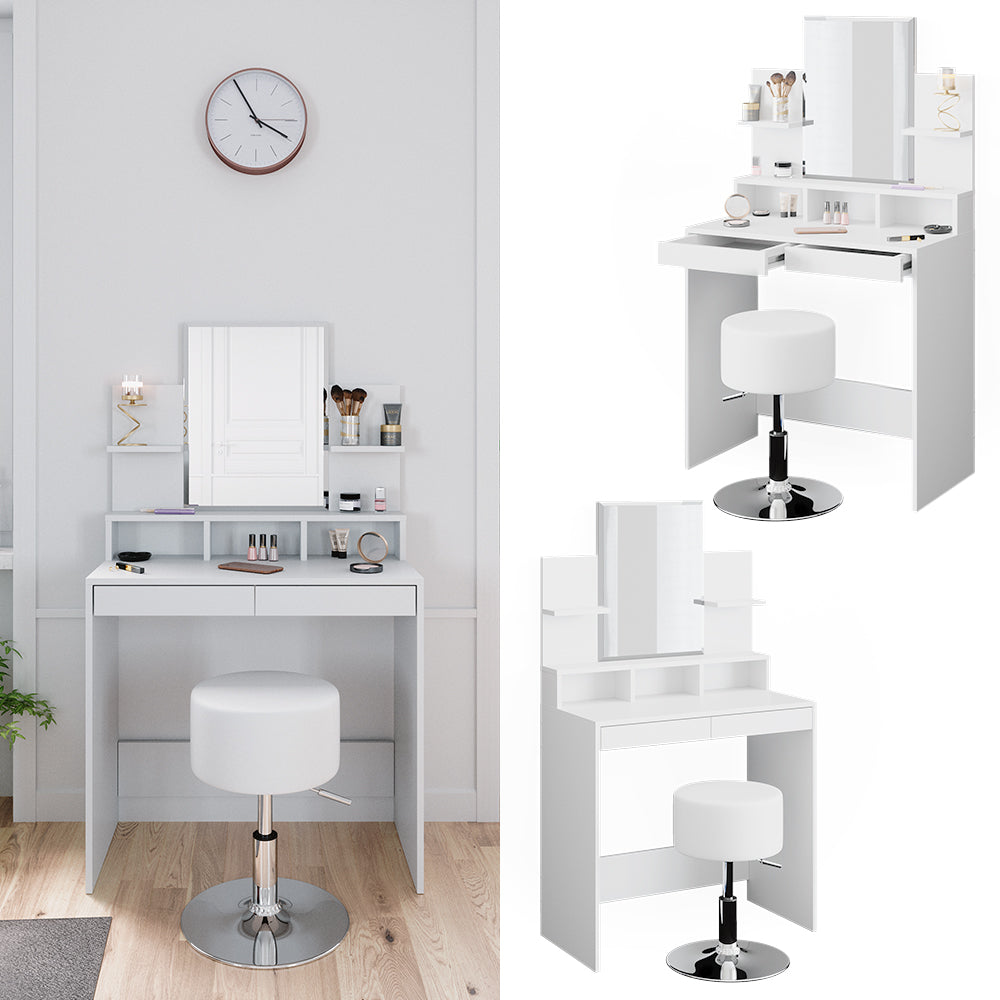 Vicco Tavolo da toeletta Bianco 80 cm con sgabello