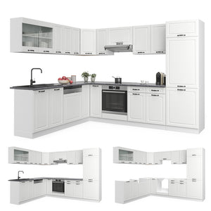 Vicco Cucina angolare completa Casa di campagna bianca/bianco 227 x 287 cm , PL Marmo