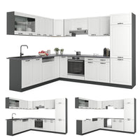 Vicco Cucina angolare completa Bianco casa di campagna/antracite 227 x 287 cm , PL Rovere