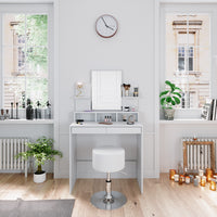 Vicco Tavolo da toeletta Bianco 80 cm con sgabello