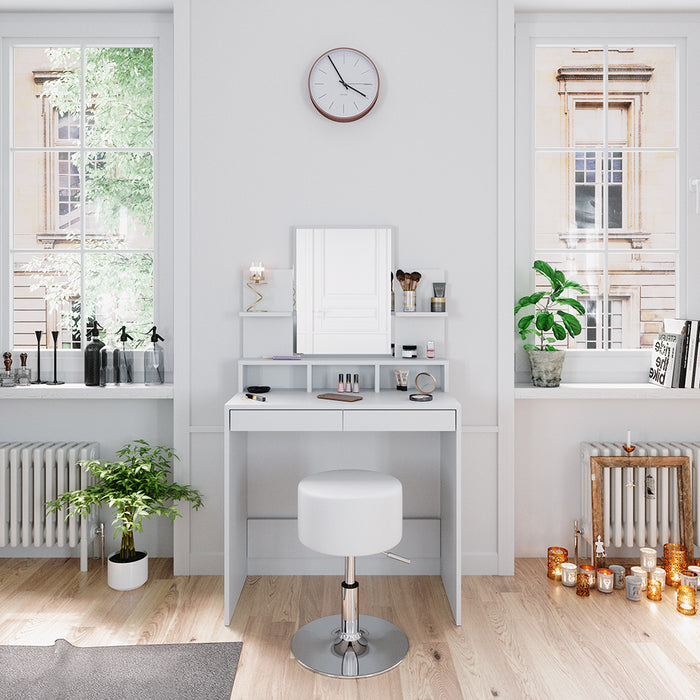Vicco Tavolo da toeletta Bianco 80 cm con sgabello