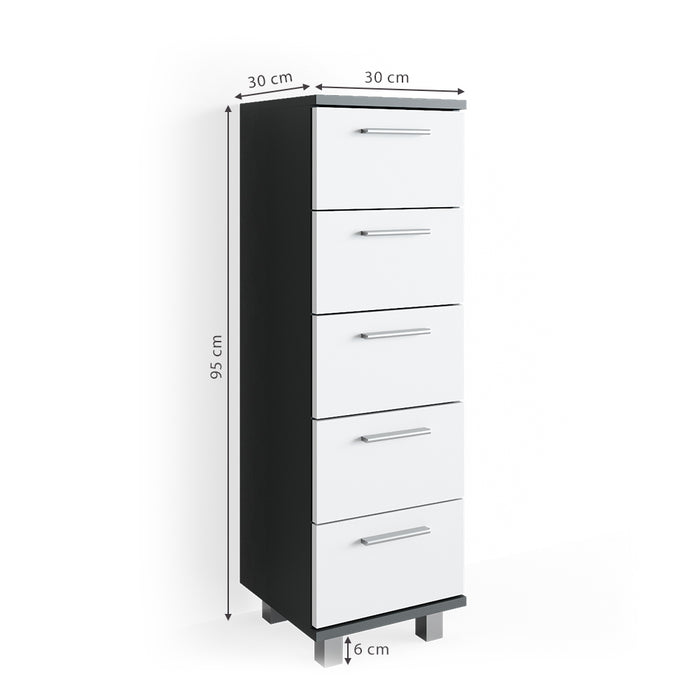 Vicco Cassettiera da bagno Antracite 30 x 95 cm