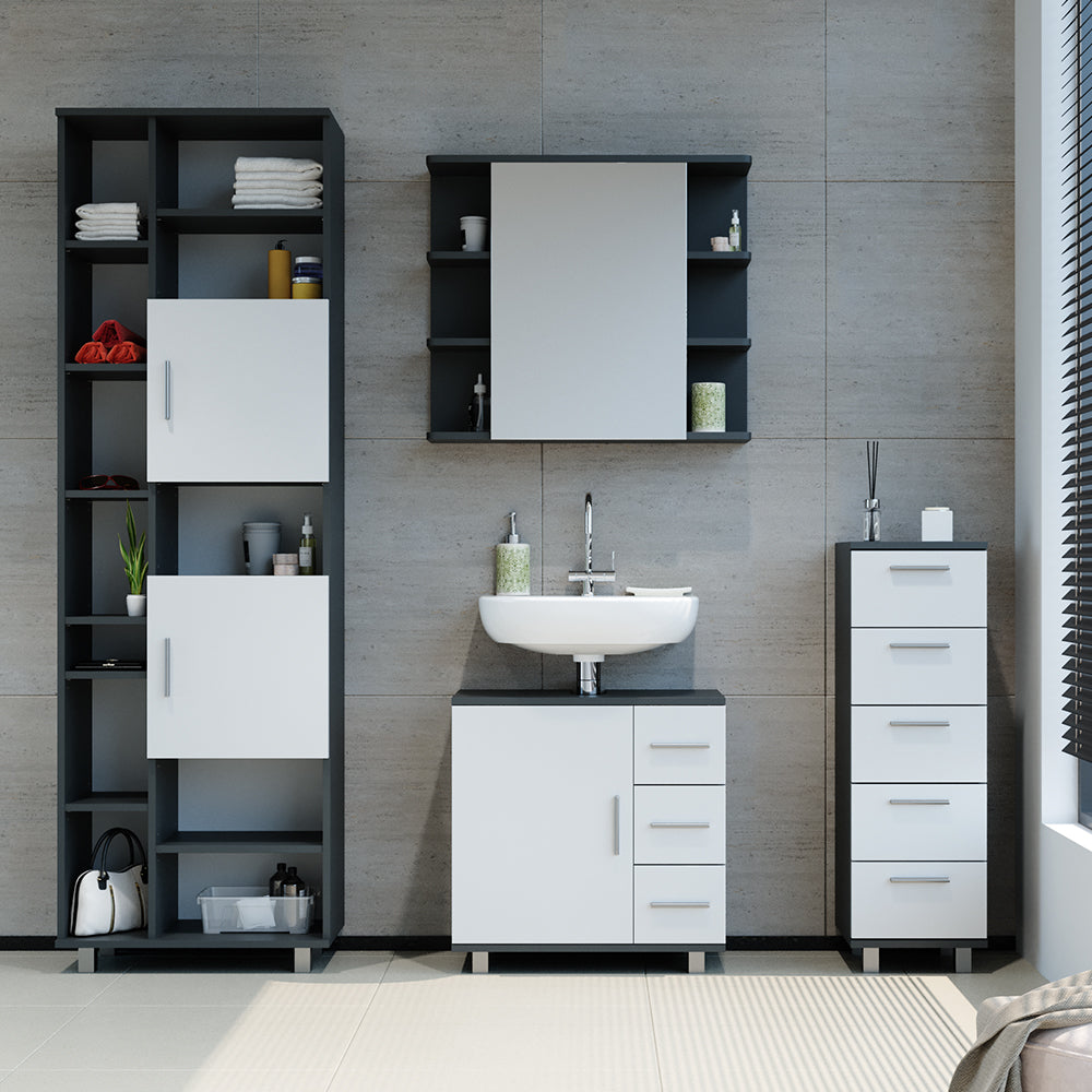 Vicco Cassettiera da bagno Antracite 30 x 95 cm