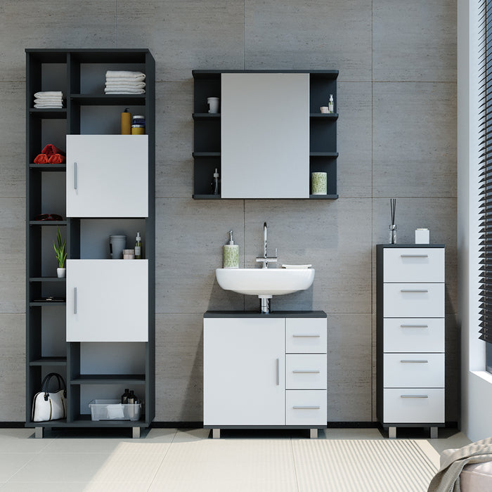 Vicco Cassettiera da bagno Antracite 30 x 95 cm