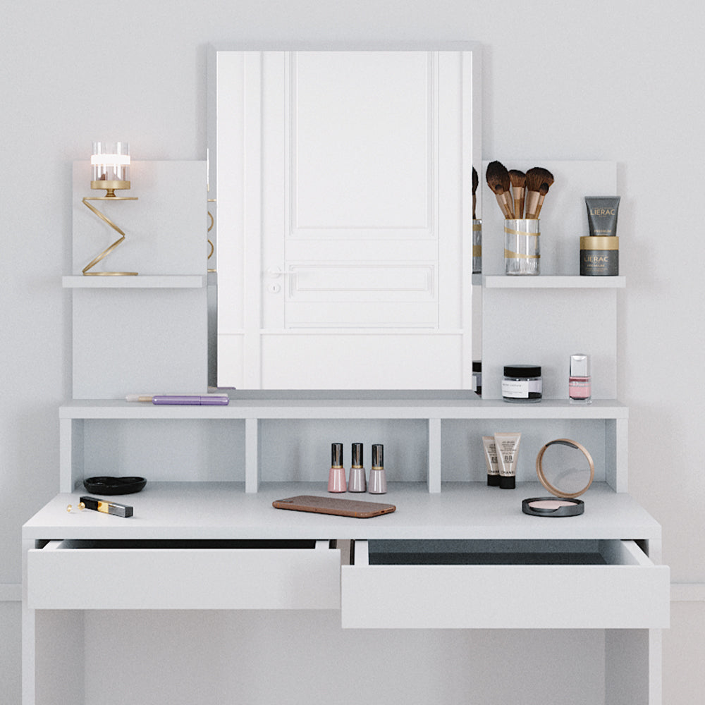 Vicco Tavolo da toeletta Bianco 80 cm con sgabello