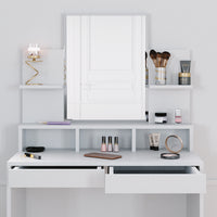 Vicco Tavolo da toeletta Bianco 80 cm con sgabello