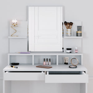 Vicco Tavolo da toeletta Bianco 80 cm con sgabello