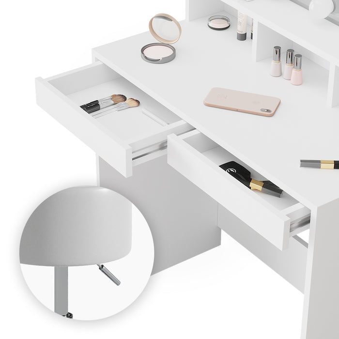 Vicco Tavolo da toeletta Bianco 80 cm con sgabello