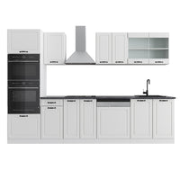 Vicco Cucina componibile Casa di campagna bianca/bianco 300 cm con armadio alto, PL Antracite