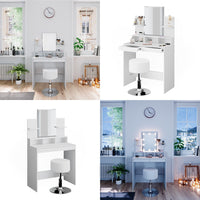 Vicco Tavolo da toeletta Bianco 80 cm con sgabello