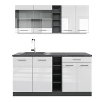 Vicco Cucina completa Bianco lucido/antracite 160 cm , PL Antracite