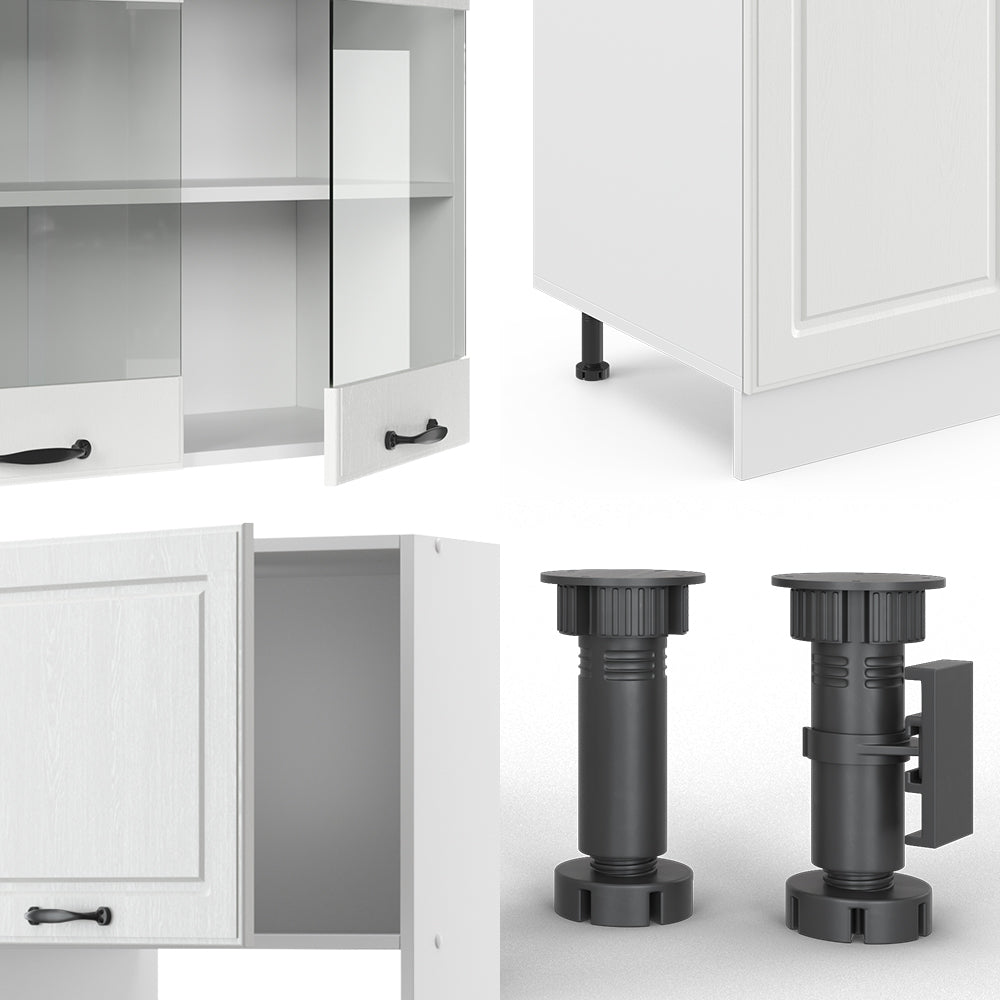 Vicco Cucina componibile Casa di campagna bianca/bianco 300 cm con armadio alto, PL Marmo