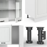 Vicco Cucina componibile Casa di campagna bianca/bianco 300 cm con armadio alto, PL Marmo