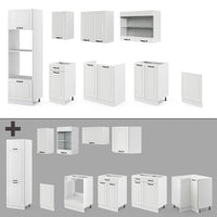 Vicco Cucina componibile Casa di campagna bianca/bianco 300 cm con armadio alto, PL Marmo