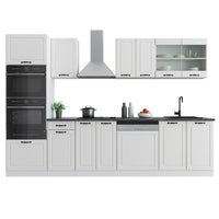 Vicco Cucina componibile Casa di campagna bianca/bianco 300 cm con armadio alto, PL Antracite