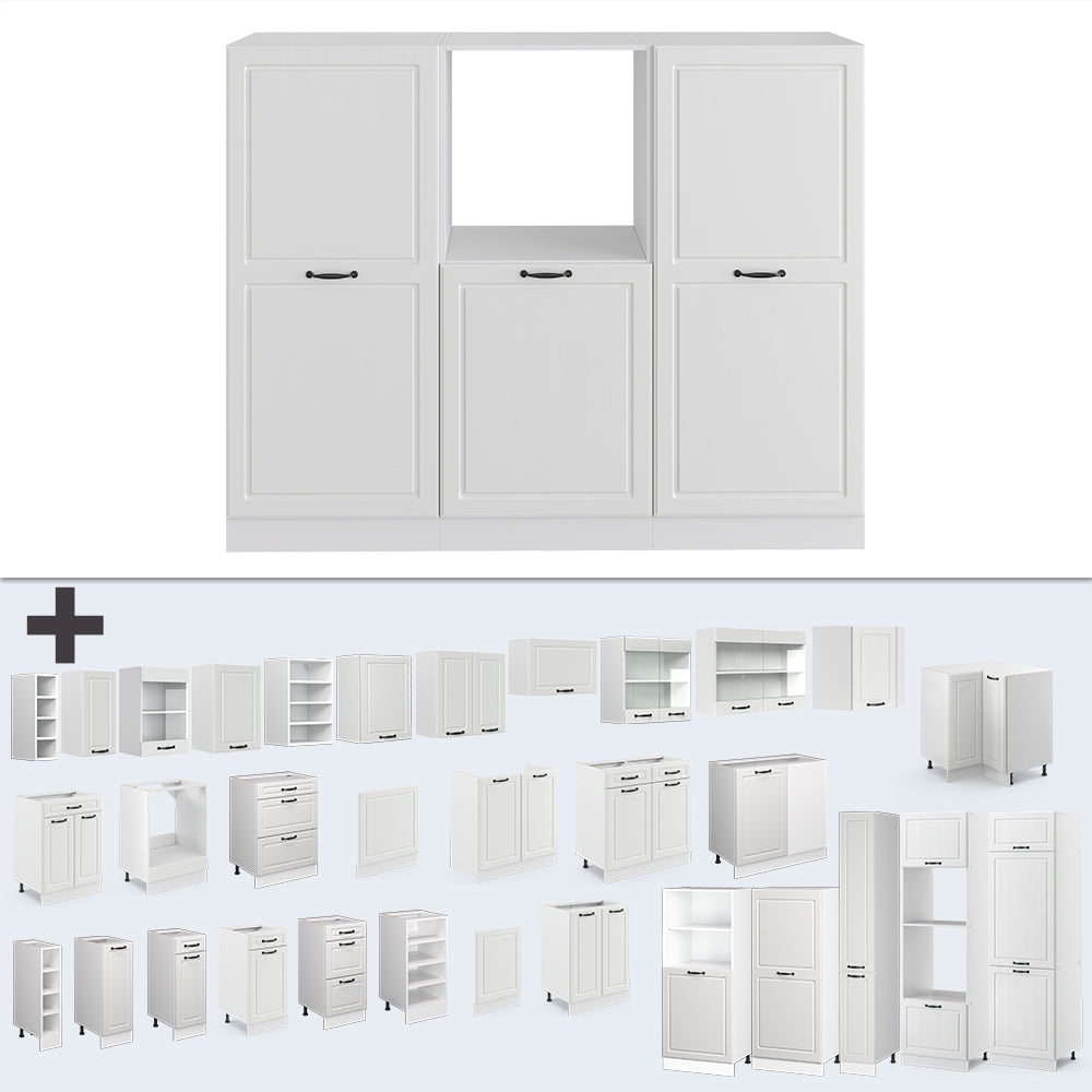 Vicco Cucine componibili piccole Casa di campagna bianca/bianco 180 cm senza piano di lavoro