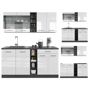 Vicco Cucina completa Bianco lucido/antracite 160 cm , PL Antracite