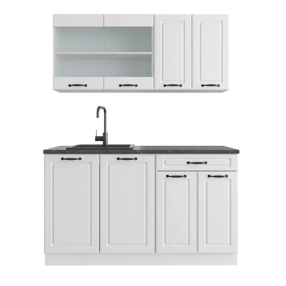 Vicco Cucina completa Casa di campagna bianca/bianco 140 cm senza piano di lavoro