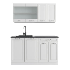 Vicco Cucina componibile Casa di campagna bianca/bianco 140 cm , PL Antracite