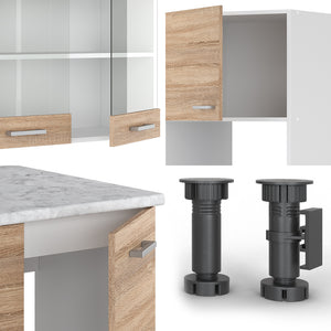 Vicco Cucina angolare completa Sonoma/Bianco 237 x 60 cm senza piano di lavoro