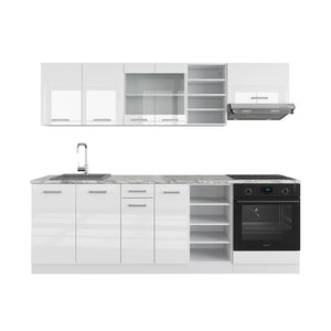 Vicco Cucina componibile Bianco lucido/bianco 240 cm , PL Marmo