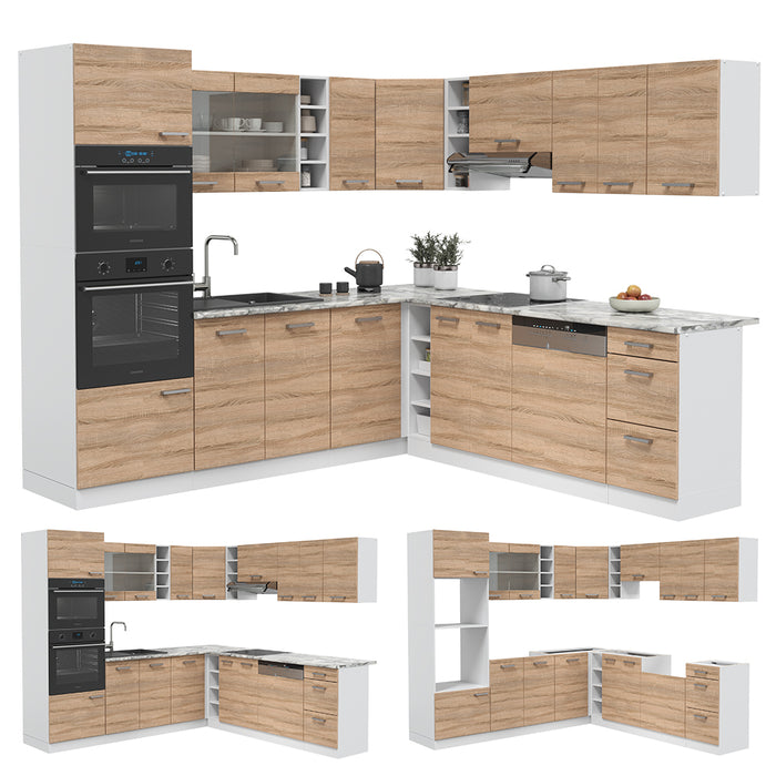 Vicco Cucina angolare completa Sonoma/Bianco 237 x 60 cm , PL Marmo