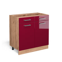 Vicco Mobiletto base per cucina Rosso lucido 80 cm senza piano di lavoro
