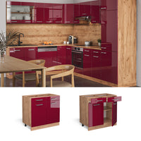 Vicco Mobiletto base per cucina Rosso lucido 80 cm senza piano di lavoro
