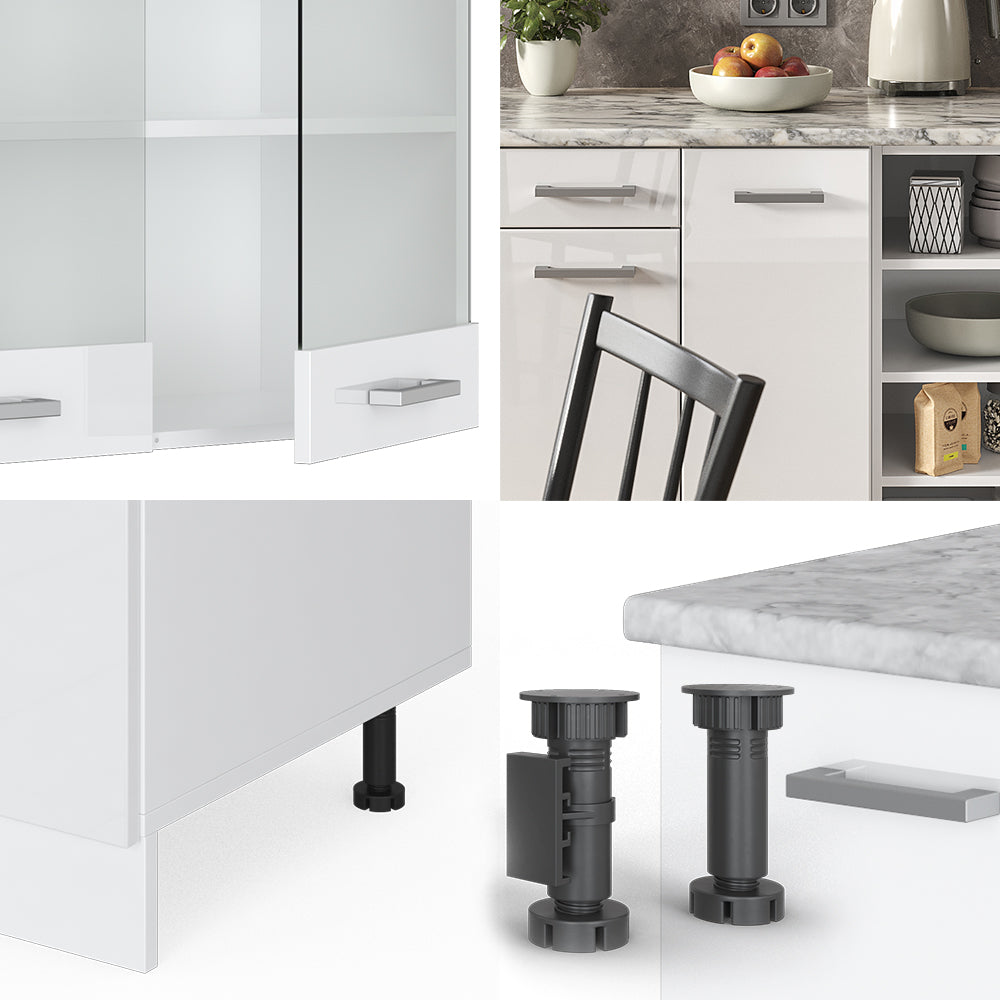 Vicco Cucina componibile Bianco lucido/bianco 240 cm senza piano di lavoro