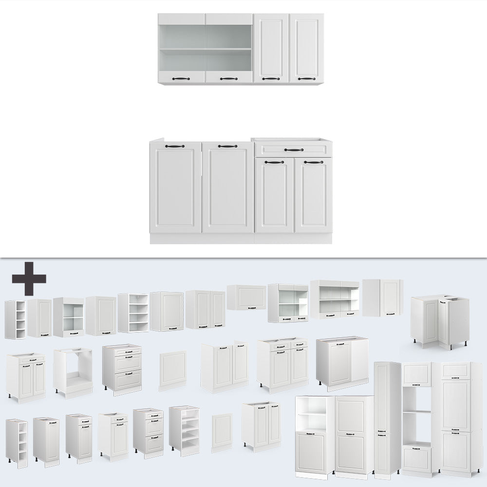 Vicco Cucina monoblocco Casa di campagna bianca/bianco 140 cm , PL Marmo