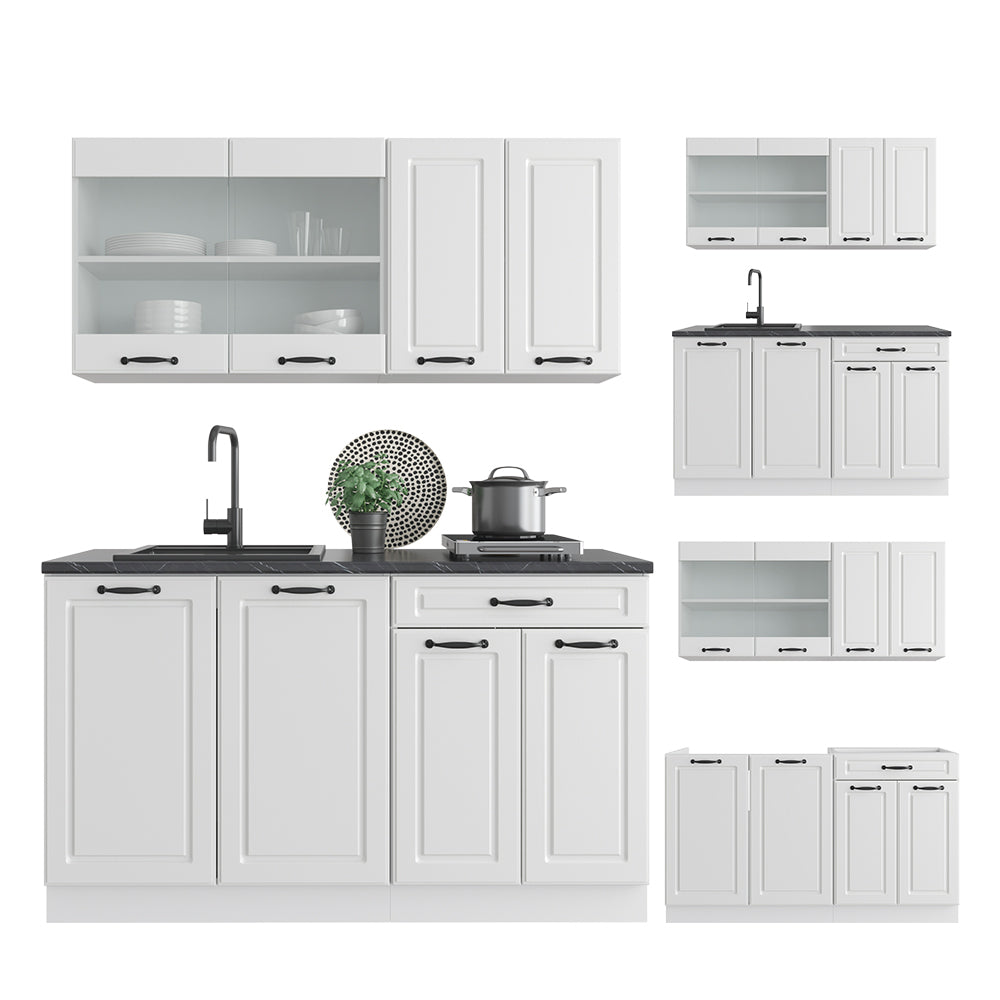 Vicco Cucina componibile Casa di campagna bianca/bianco 140 cm , PL Antracite
