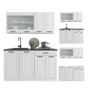 Vicco Cucina componibile Casa di campagna bianca/bianco 140 cm , PL Antracite