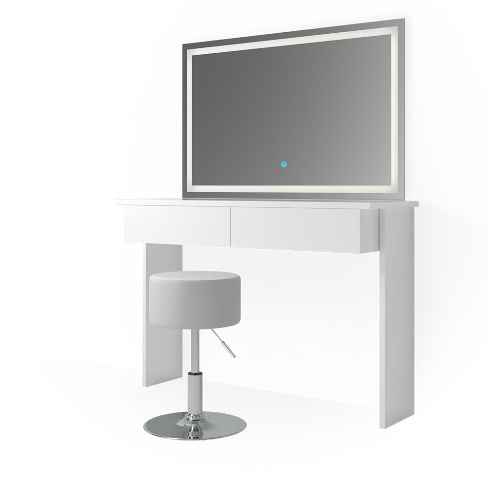 Vicco Tavolo da toeletta Bianco 120 cm con specchio e sgabello a LED