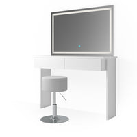 Vicco Tavolo da toeletta Bianco 120 cm con specchio e sgabello a LED