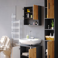 Vicco Set mobili bagno Quercia dorata/antracite 3 parti, con colonna