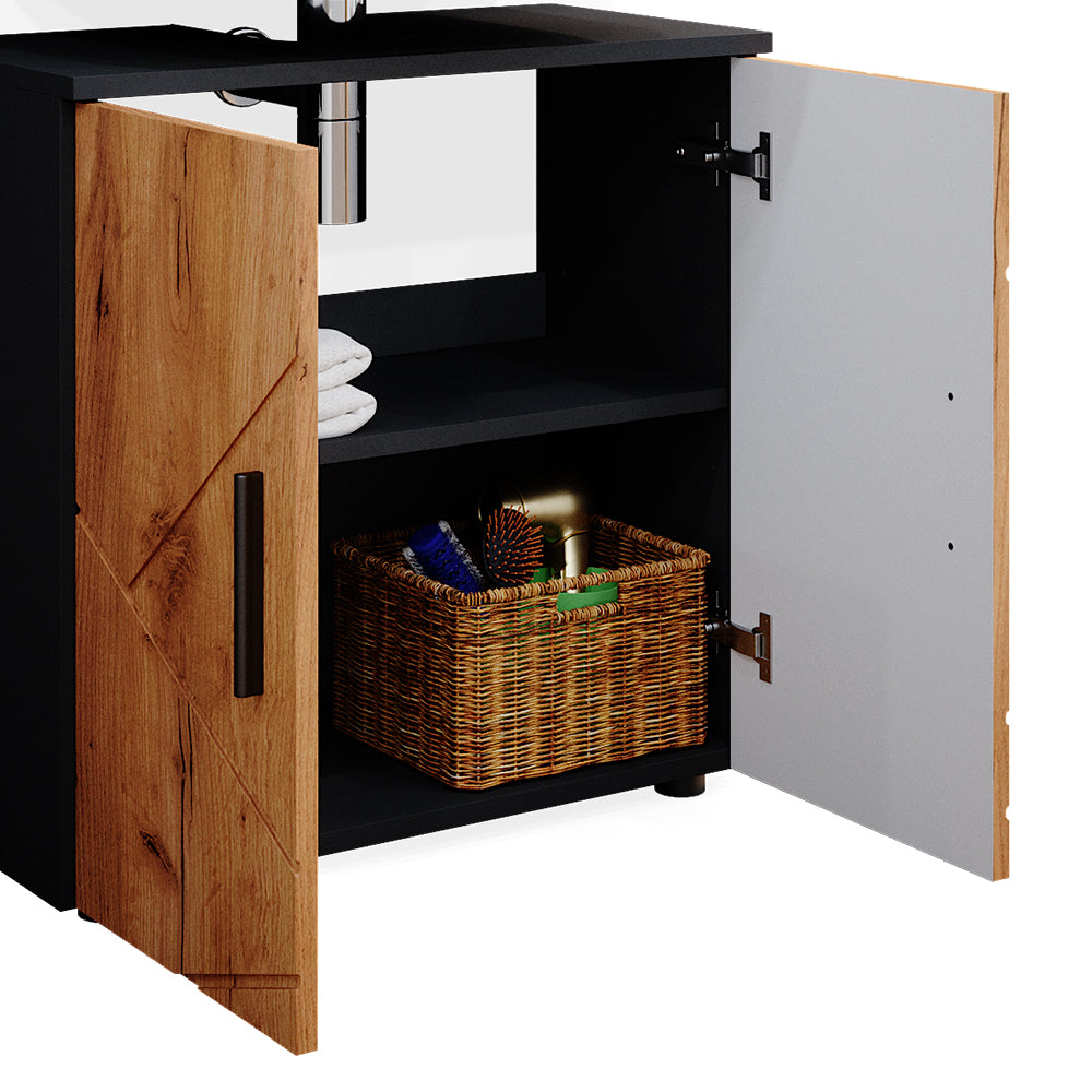 Vicco Set mobili bagno Quercia dorata/antracite 3 parti, con colonna