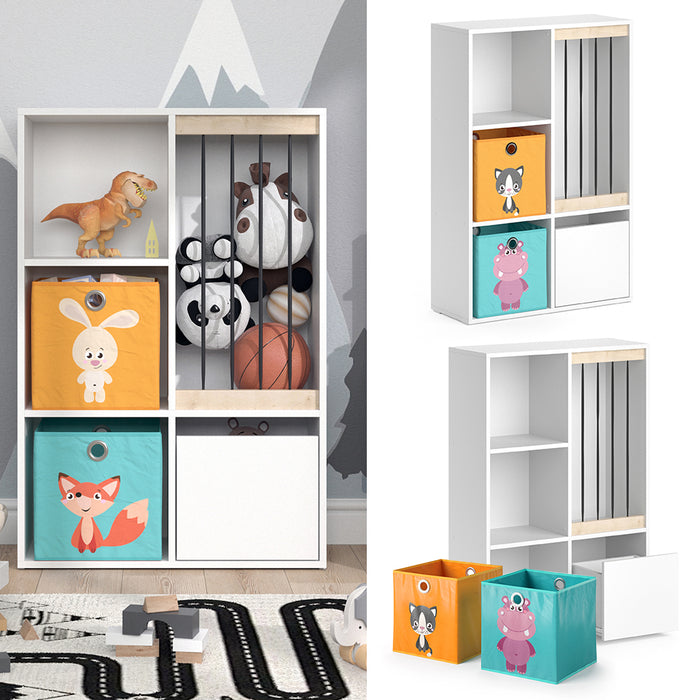 Vicco Libreria bambini Bianco 29.2 x 107.8 cm con 2 scatole pieghevoli opt.1