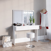 Vicco Tavolo da toeletta Bianco 120 cm con specchio e sgabello a LED