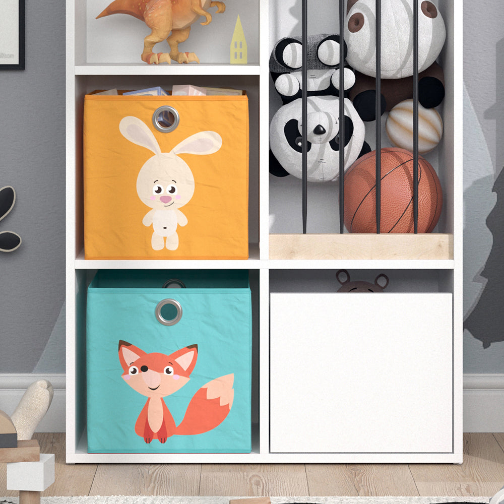 Vicco Libreria bambini Bianco 29.2 x 107.8 cm con 2 scatole pieghevoli opt.1