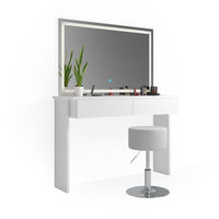 Vicco Tavolo da toeletta Bianco 120 cm con specchio e sgabello a LED