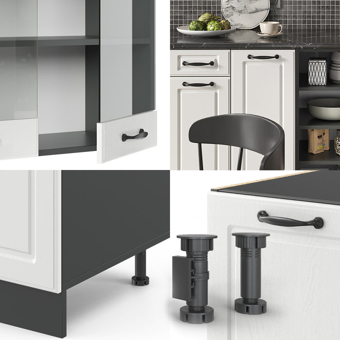 Vicco Cucina componibile Bianco casa di campagna/antracite 240 cm senza piano di lavoro